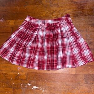 Forever 21 Red and White Plaid Skater Skirt